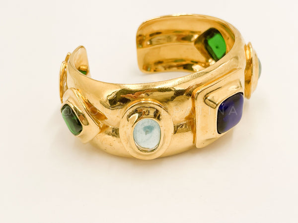 Rare Chanel Vintage 97P Jeweled Gripoix Cuff Bracelet