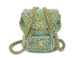 Chanel Vintage Tweed Duma Backpack Bag 1994 Green W6Q