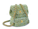 Chanel Vintage Tweed Duma Backpack Bag 1994 Green W6Q