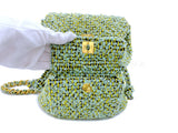 Chanel Vintage Tweed Duma Backpack Bag 1994 Green W6Q
