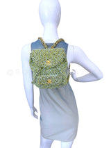 Chanel Vintage Tweed Duma Backpack Bag 1994 Green W6Q