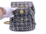 Chanel Vintage Tweed Duma Backpack Bag Black White 1994 24k GHW 7D2