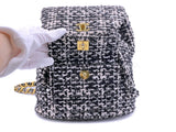 Chanel Vintage Tweed Duma Backpack Bag Black White 1994 24k GHW
