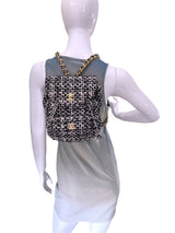 Chanel Vintage Tweed Duma Backpack Bag Black White 1994 24k GHW 7D2
