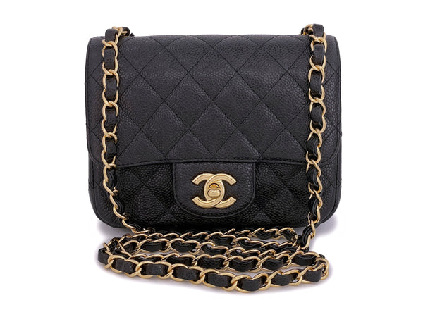 Chanel Black Caviar Square Classic Mini Flap Bag GHW