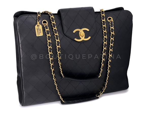 Chanel Vintage Black Quilted Supermodel XL Weekender Tote Bag 24k GHW
