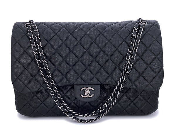 Chanel Black XXL Airline Travel Giant Flap Bag RHW