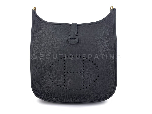 NIB Hermès Black Evelyne III PM 29cm Bag GHW Clemence