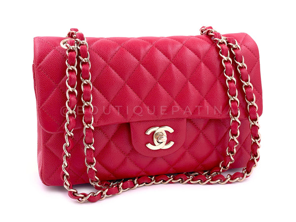 Pristine Chanel 19B Red Caviar Small Classic Double Flap Bag GHW