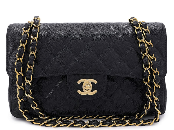 Chanel Vintage Small Caviar Classic Flap Bag 2004 Black Double 24k GHW