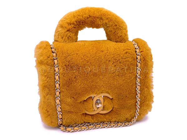 Chanel Butterscotch Fur Top Handle Mini Flap Bag GHW