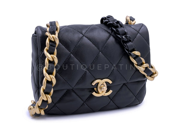 Chanel Black Lacquered Chunky Chain Mini Flap Bag GHW