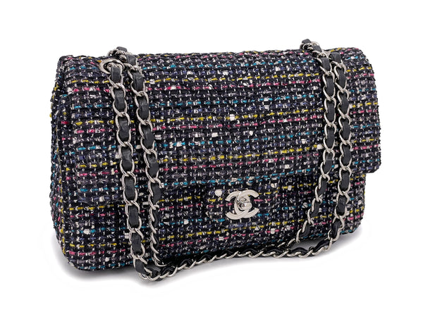 Chanel 2015 Rainbow Tweed Medium Classic Double Flap Bag SHW