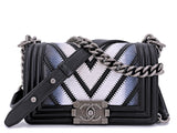 Chanel Lizard Boy Bag 2016 Rare Black Airlines Chevron Flap OE7