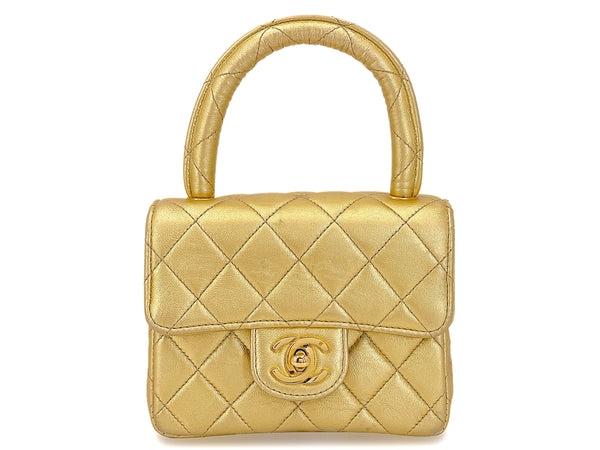 Chanel Gold Mini Kelly Bag Vintage 1994 "Child" Extra Square