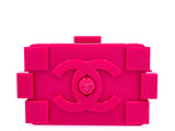 Chanel 2014 Pink Lego Brick Minaudière Plexiglass Clutch Shoulder Bag RHW VW2