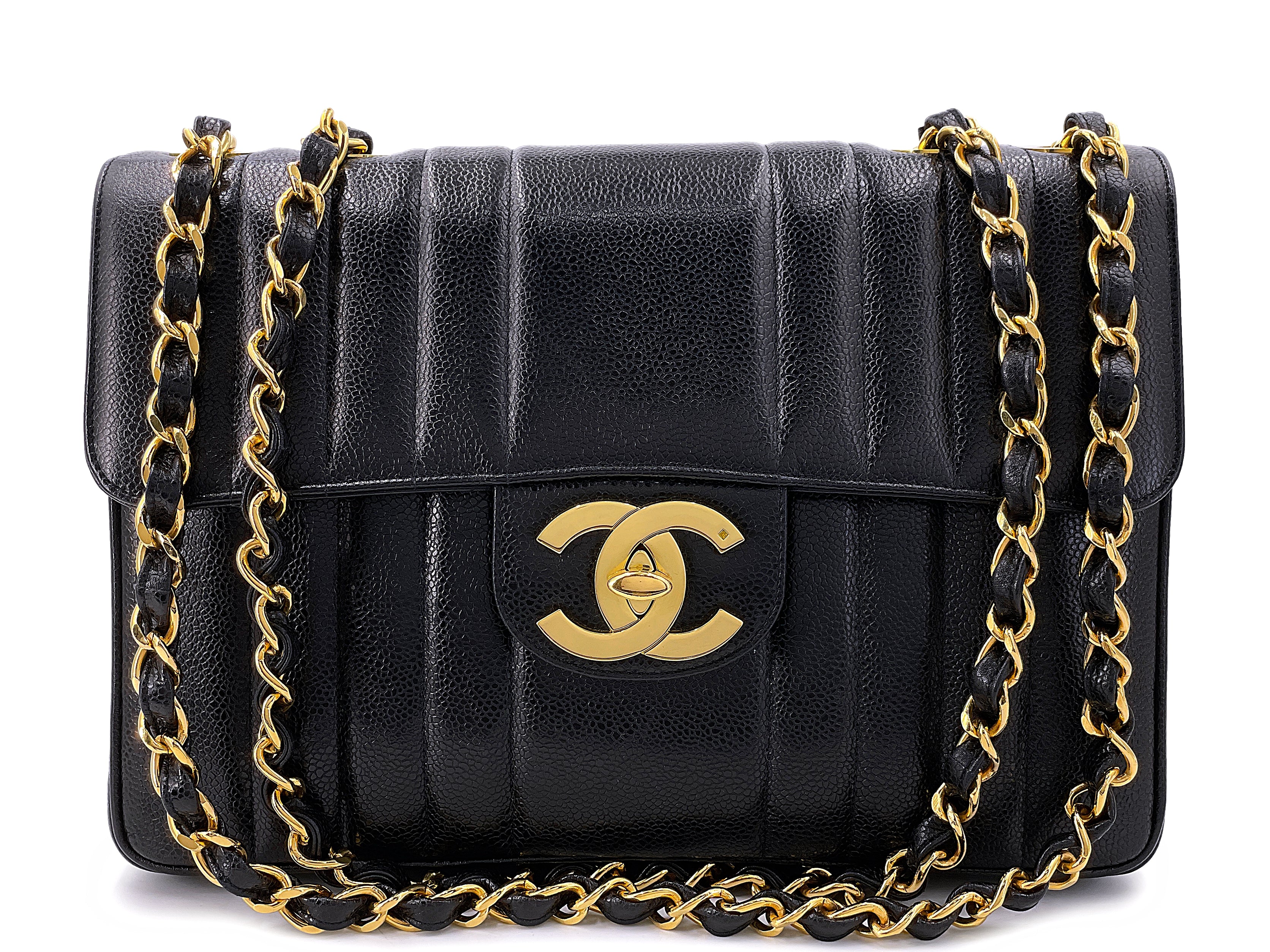 Chanel Vintage Beige Caviar Jumbo Classic Mademoiselle Flap Bag 24k GH –  Boutique Patina