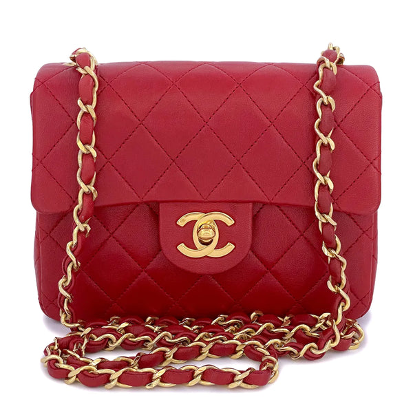 CHANEL Sequin Logo Mini Rectangular Flap Bag Red Blue