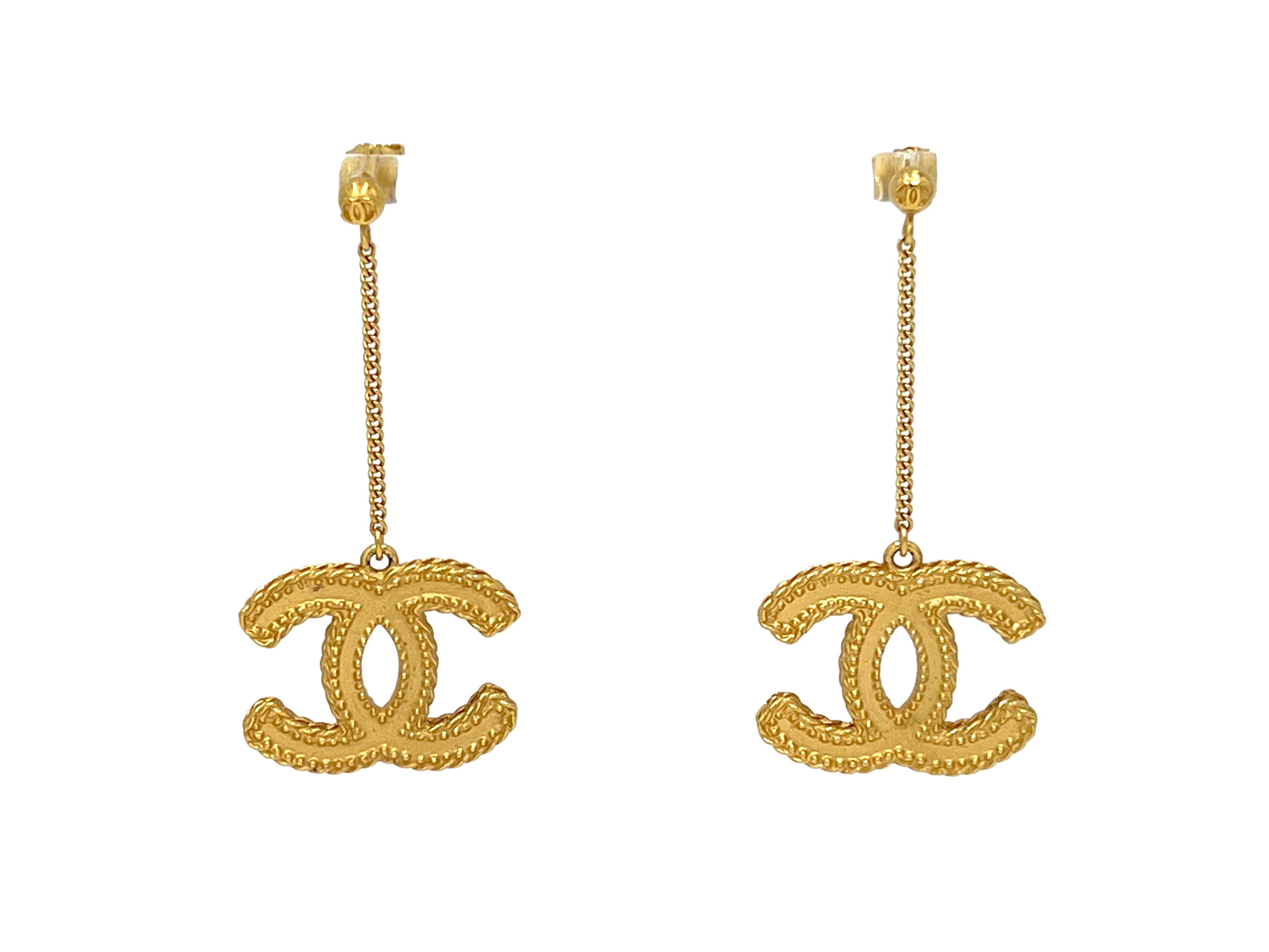 CHANEL, Jewelry, Chanel 23c Gold Black Turnlock Chain Handbag Quilt Purse  Stud Statement Earrings