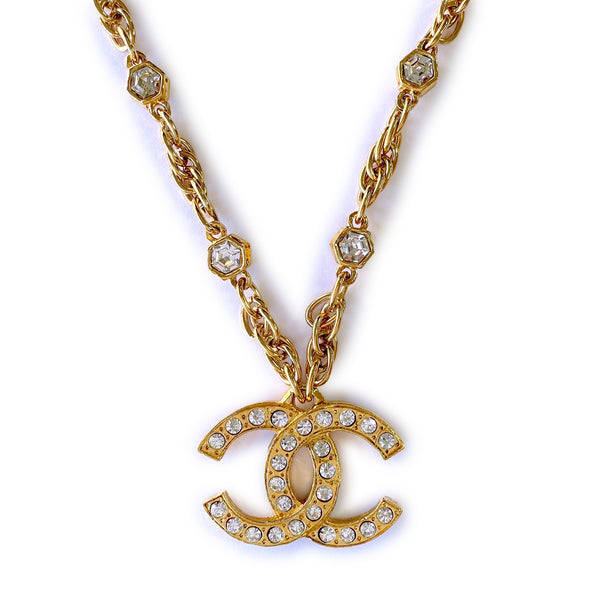CHANEL, Jewelry, Chanel Logo Birdcage Rhinestone Brooch Champagne Gold