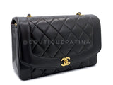 Chanel Medium Diana Bag Vintage Black Lambskin 24k GHW Flap 1994 F1D