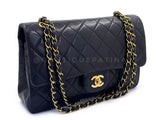 Chanel 1994 Vintage Black Medium Classic Double Flap Bag 24k GHW Lambskin 0O3