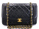 Chanel 1995 Vintage Black Lambskin Medium Diana Flap Bag 24k GHW F1D