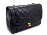 Chanel 1995 Vintage Black Lambskin Medium Diana Flap Bag 24k GHW F1D