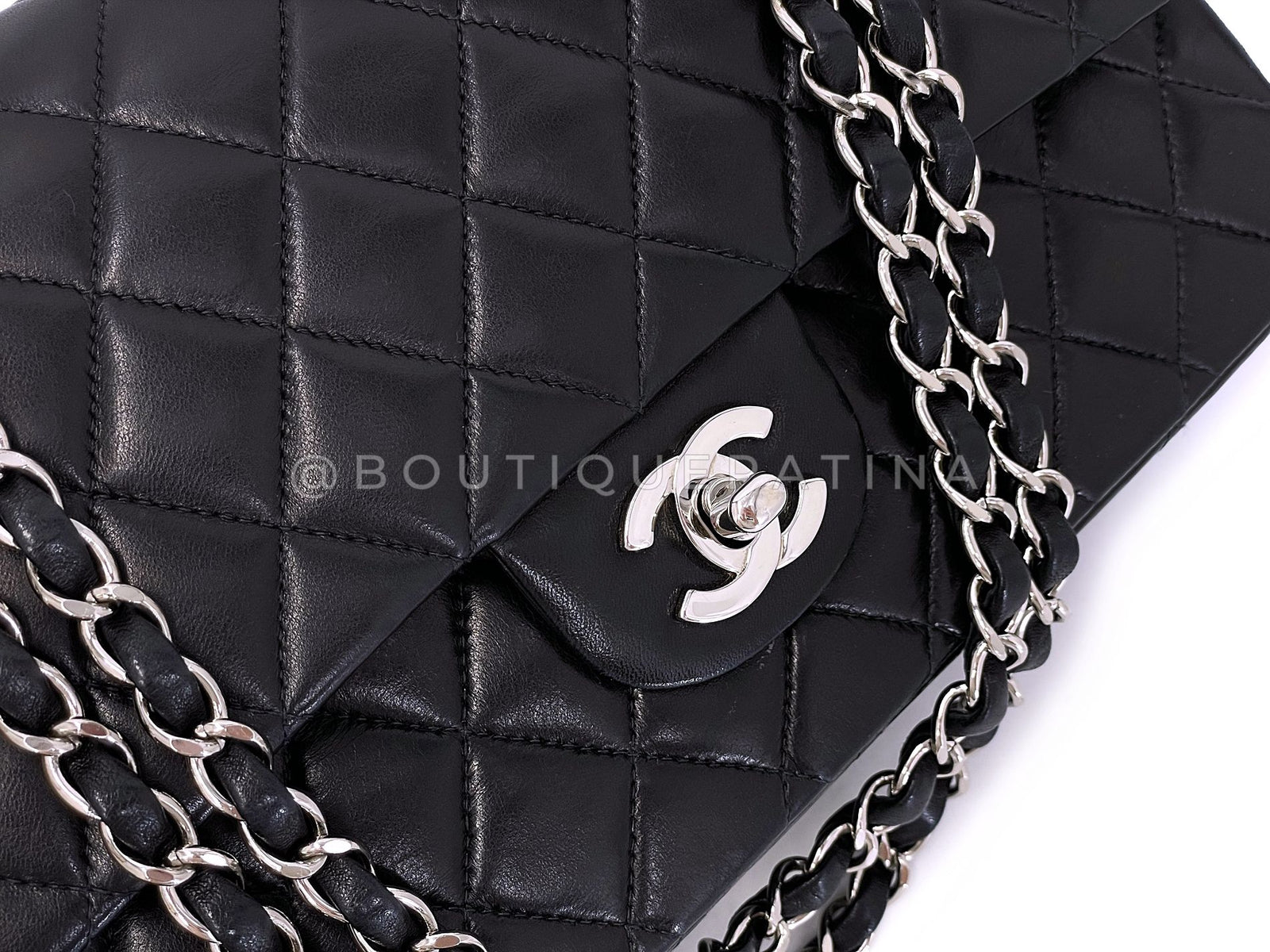 Chanel 2002 Vintage Black Lambskin Medium Classic Double Flap Bag