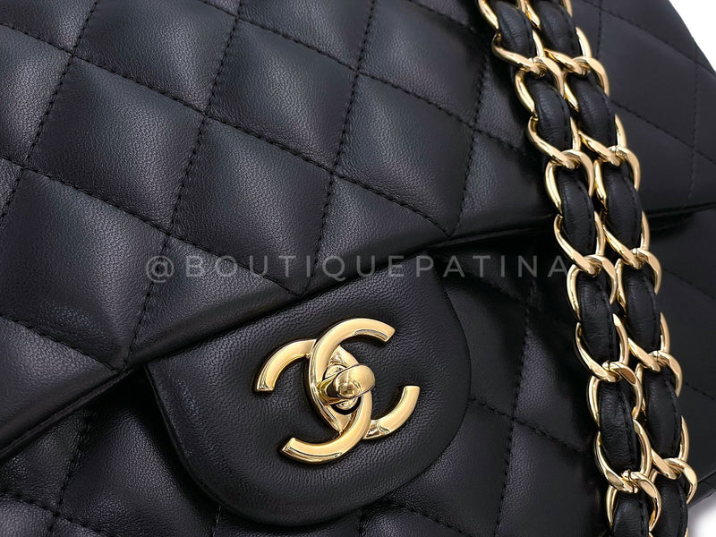 Chanel Black Jumbo Classic Double Flap Bag GHW Lambskin PU9