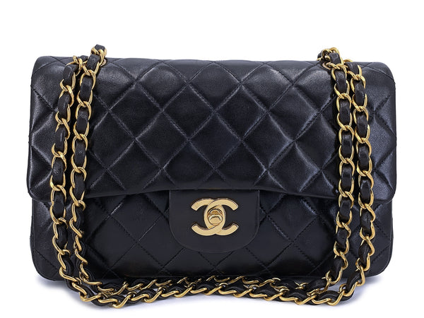 Chanel 1996 Vintage Black Lambskin Small Classic Double Flap Bag 24k GHW AGE