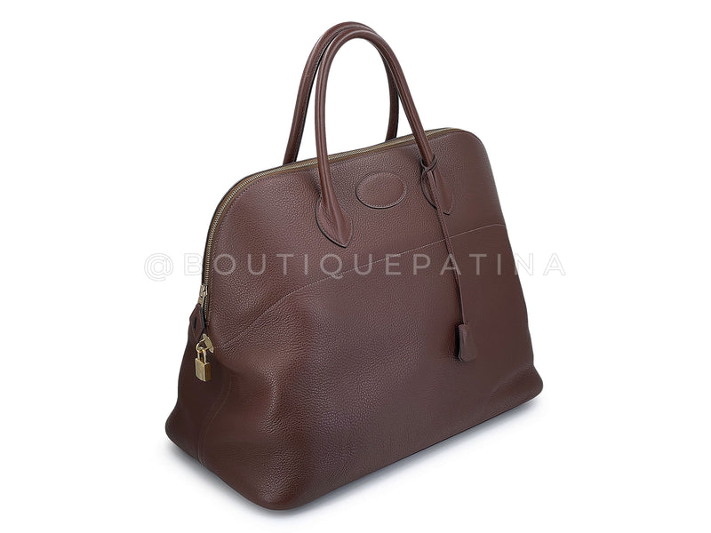 Hermès Bolide 45cm Travel Duffel Luggage Bag Havanne Clemence