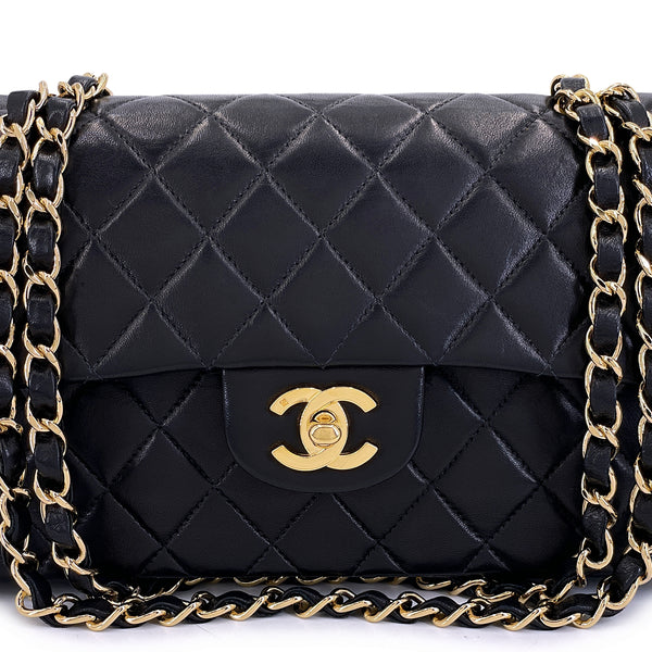 Chanel 2003 Vintage Black Lambskin Small Classic Double Flap Bag