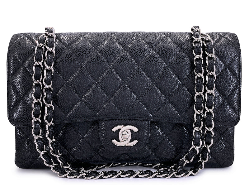 Chanel 2010 Black Caviar Medium Classic Double Flap Bag SHW  2U1