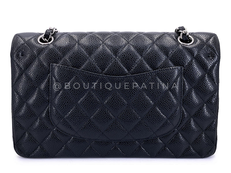Chanel 2010 Black Caviar Medium Classic Double Flap Bag SHW  2U1