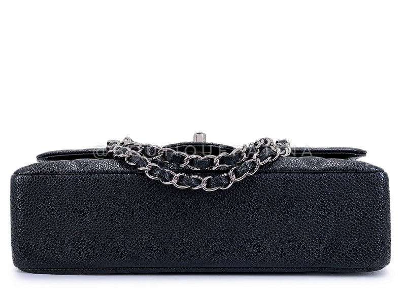Chanel 2010 Black Caviar Medium Classic Double Flap Bag SHW  2U1
