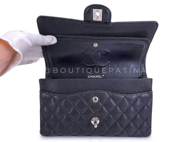 Chanel 2010 Black Caviar Medium Classic Double Flap Bag SHW  2U1