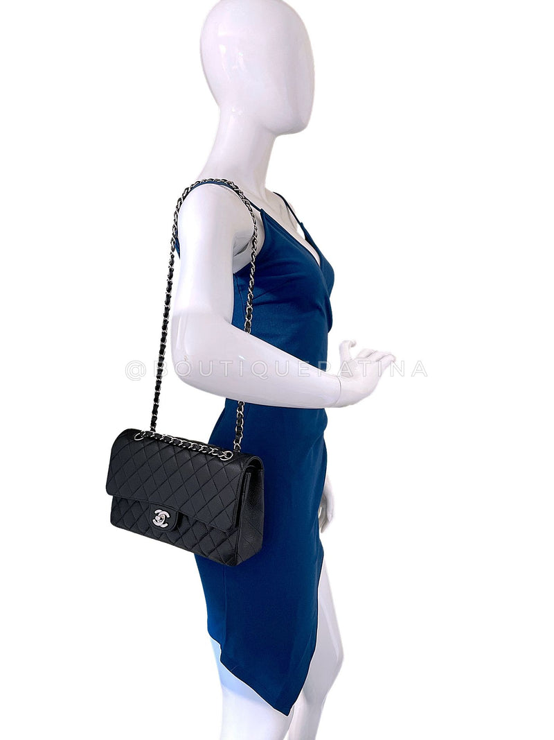 Chanel 2010 Black Caviar Medium Classic Double Flap Bag SHW  2U1