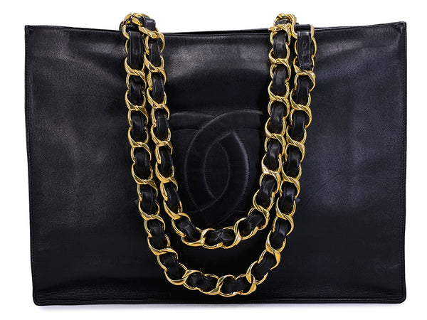 Chanel Vintage Black Chunky Chain Classic Tote Bag 24k GHW AO8