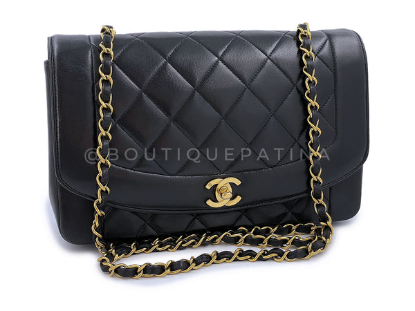 Chanel Vintage Black Medium Diana Flap Bag Lambskin 24k GHW