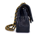 Chanel 1990 Vintage Black Lambskin Small Classic Double Flap Bag 24k GHW AGE