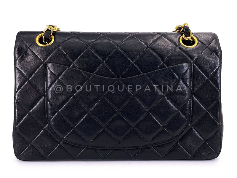 Chanel 1990 Vintage Black Lambskin Small Classic Double Flap Bag 24k GHW AGE