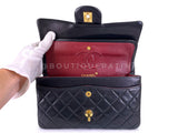 Chanel 1990 Vintage Black Lambskin Small Classic Double Flap Bag 24k GHW AGE
