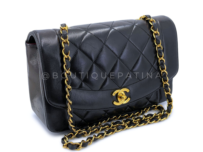 Vintage Chanel Medium Diana Flap Bag Black Quilted Lambskin Gold Hardw –  Madison Avenue Couture