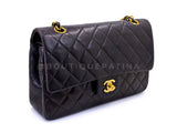 Chanel 1994 Vintage Black Medium Classic Double Flap Bag 24k GHW Lambskin 0O3