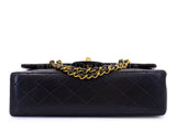 Chanel 1994 Vintage Black Medium Classic Double Flap Bag 24k GHW Lambskin 0O3