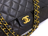 Chanel 1994 Vintage Black Medium Classic Double Flap Bag 24k GHW Lambskin 0O3
