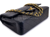 Chanel 2000 Vintage Black Medium Classic Double Flap Bag 24k GHW Lambskin 0O3
