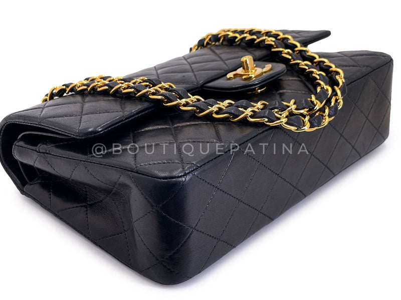 Chanel 2000 Vintage Black Medium Classic Double Flap Bag 24k GHW Lambskin 0O3