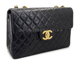 Chanel 1993 Vintage Black Maxi Classic Flap Bag 24k GHW FTD